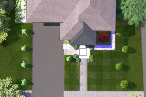 a garden in front of a building