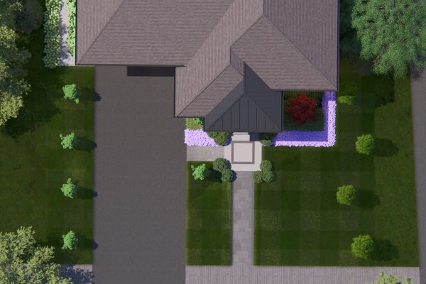 a garden in front of a building