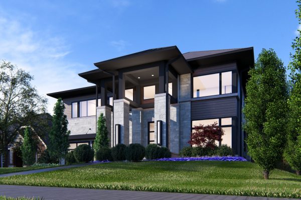 a house with trees in the background